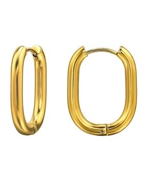 14K Gold Vermeil Oval Huggie Earrings